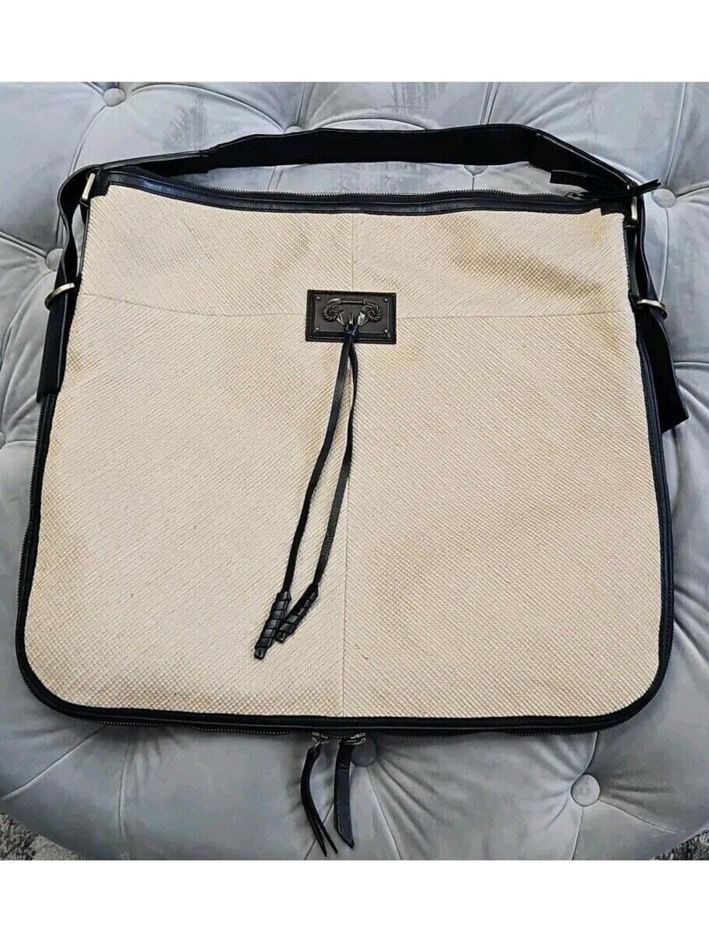 Derek Lam $1400 Tan Woven Black Leather Shoulder Bag Italy Ram Hardware Tassel